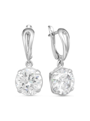 Серьги серебро 925 пробы, покрытие - родирование, вставка - фианит (недрагоценный камень)