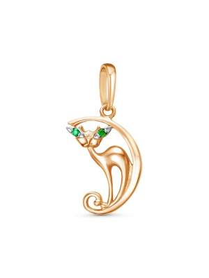 Подвеска серебро 925 пробы, покрытие - золочение, выборочное родирование, вставка - фианит (недрагоценный камень)