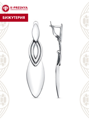 Серьги бижутерия, покрытие - серебрение с оксидированием, без вставок