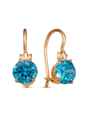 Серьги бижутерия, покрытие - золочение, вставка - фианит (недрагоценный камень)