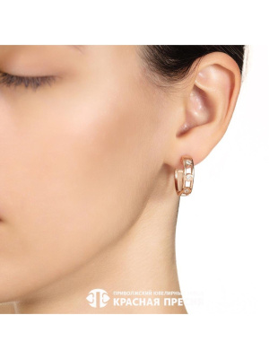 Серьги серебро 925 пробы, покрытие - золочение, вставка - фианит (недрагоценный камень)