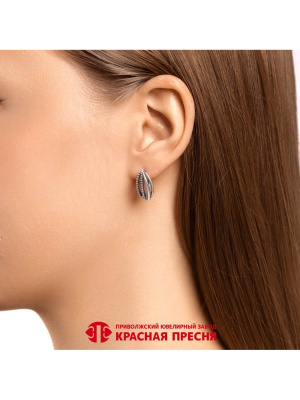 Серьги серебро 925 пробы, покрытие - оксидирование, без вставок