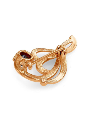Брошь бижутерия, покрытие - золочение, вставка - фианит (недрагоценный камень)
