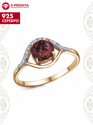 Кольцо серебро 925 пробы, покрытие - золочение, выборочное родирование, вставка - фианит (недрагоценный камень)