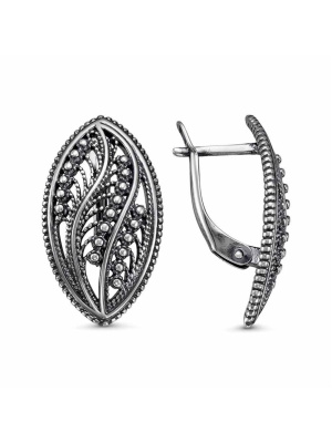 Серьги серебро 925 пробы, покрытие - оксидирование, без вставок