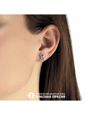 Серьги серебро 925 пробы, покрытие - оксидирование, без вставок