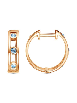 Серьги бижутерия, покрытие - золочение, вставка - стекло ювелирное preciosa