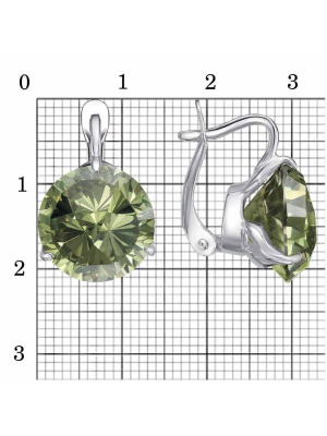 Серьги серебро 925 пробы, покрытие - родирование, вставка - фианит собственной огранки (недрагоценный камень)