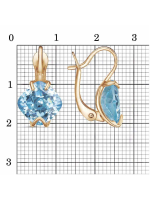 Серьги бижутерия, покрытие - золочение, вставка - фианит (недрагоценный камень)