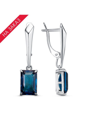 Серьги серебро 925 пробы, покрытие - родирование, вставка - ситалл собственной огранки