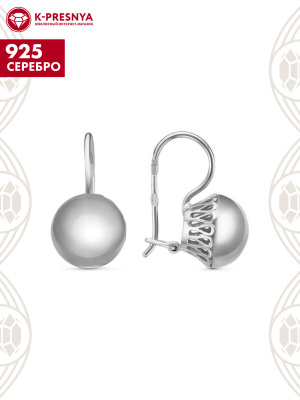 Серьги серебро 925 пробы, покрытие - родирование, без вставок