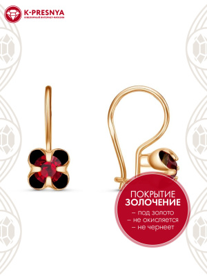 Серьги бижутерия, покрытие - золочение, вставка - стекло ювелирное preciosa