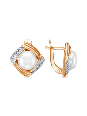 Серьги серебро 925 пробы, покрытие - золочение, выборочное родирование