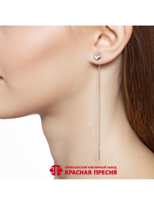 Серьга серебро 925 пробы, покрытие - платинирование, без вставок Серьга серебро 925 пробы, покрытие - платинирование, без вставок