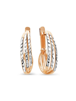 Серьги серебро 925 пробы, покрытие - золочение, отделка - алмазная грань, без вставок