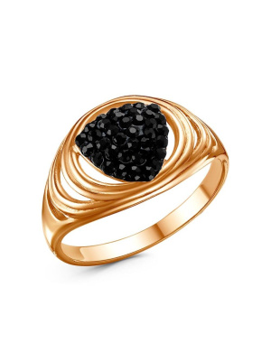 Кольцо бижутерия, покрытие - золочение, вставка - стекло ювелирное preciosa