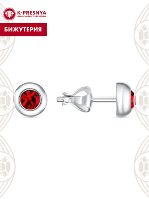 Серьги бижутерия, покрытие - серебрение, вставка - стекло ювелирное preciosa