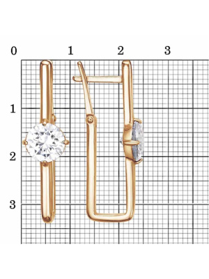Серьги серебро 925 пробы, покрытие - золочение, вставка - фианит (недрагоценный камень)