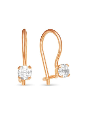 Серьги бижутерия, покрытие - золочение, вставка - фианит (недрагоценный камень)