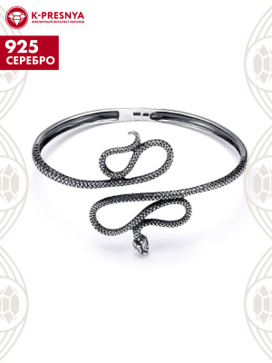 Браслет серебро 925 пробы, покрытие - оксидирование, без вставок