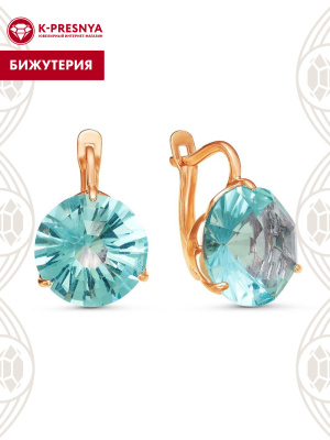 Серьги бижутерия, покрытие - золочение, вставка - стекло ювелирное собственной огранки