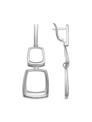 Серьги бижутерия, покрытие - серебрение с оксидированием, без вставок