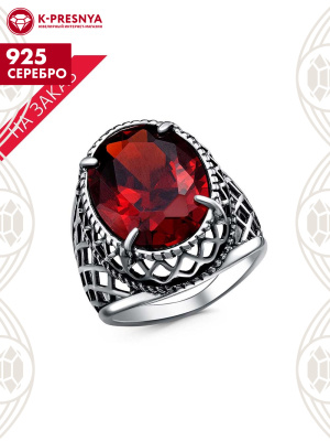 Кольцо серебро 925 пробы, покрытие - оксидирование, вставка - фианит (недрагоценный камень)