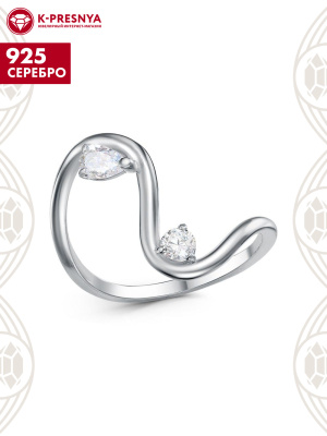 Кольцо серебро 925 пробы, покрытие - родирование, вставка - фианит (недрагоценный камень)