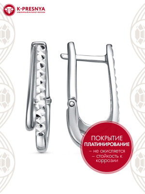 Серьги бижутерия, покрытие - платинирование, отделка - алмазная грань, без вставок