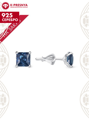 Серьги серебро 925 пробы, без покрытия, вставка - фианит собственной огранки (недрагоценный камень)