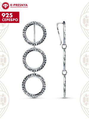 Серьги серебро 925 пробы, покрытие - оксидирование, без вставок