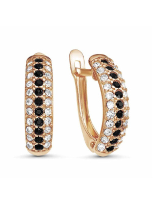 Серьги бижутерия, покрытие - золочение, вставка - стекло ювелирное preciosa