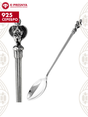 Ложка чайная "ангел-хранитель" серебро 925 пробы, покрытие - оксидирование, без вставок