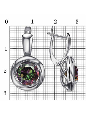 Серьги бижутерия, покрытие - серебрение с оксидированием, вставка - фианит (недрагоценный камень)