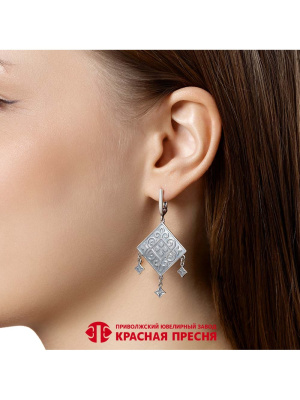 Серьги бижутерия, покрытие - серебрение с оксидированием, без вставок