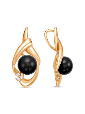 Подвеска бижутерия, покрытие - золочение, вставка - имитация жемчуга, фианит (недрагоценный камень)