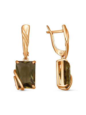 Серьги бижутерия, покрытие - золочение, вставка - стекло ювелирное собственной огранки