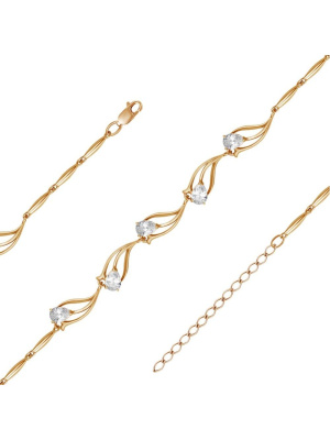 Браслет бижутерия, покрытие - золочение, вставка - фианит (недрагоценный камень)