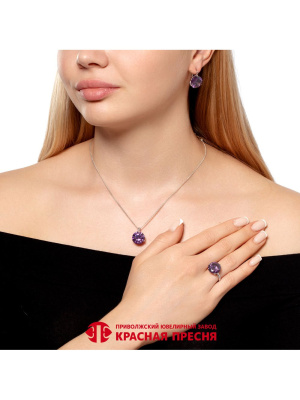 Подвеска серебро 925 пробы, покрытие - родирование, вставка - фианит (недрагоценный камень)