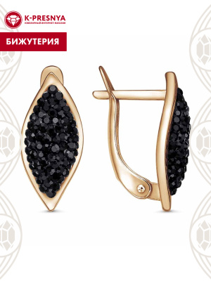 Серьги бижутерия, покрытие - золочение, вставка - стекло ювелирное preciosa