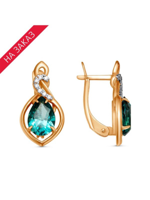 Серьги серебро 925 пробы, покрытие - золочение, выборочное родирование