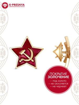 Значок бижутерия, покрытие - золочение, отделка - эмаль, без вставок