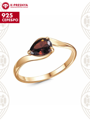 Кольцо серебро 925 пробы, покрытие - золочение, вставка - фианит (недрагоценный камень)