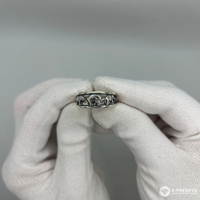 Кольцо серебро 925 пробы, покрытие - оксидирование, без вставок
