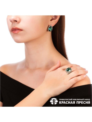 Серьги серебро 925 пробы, покрытие - родирование, вставка - искусственный аквамарин