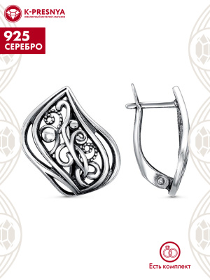 Серьги серебро 925 пробы, покрытие - оксидирование, без вставок