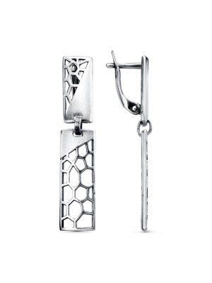 Серьги бижутерия, покрытие - серебрение с оксидированием, без вставок