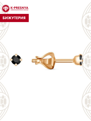 Серьги бижутерия, покрытие - золочение, вставка - стекло ювелирное preciosa