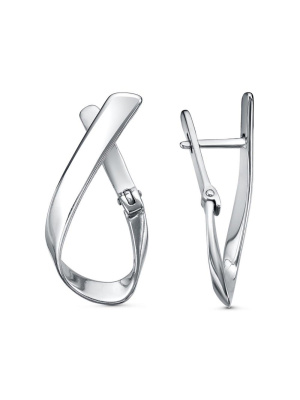 Серьги серебро 925 пробы, покрытие - платинирование, без вставок