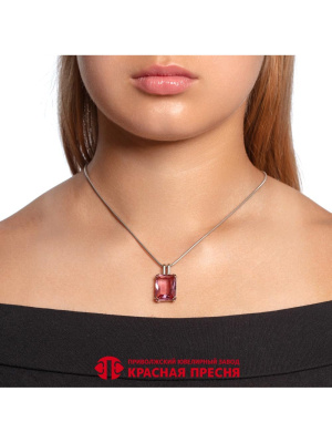 Подвеска серебро 925 пробы, покрытие - платинирование, вставка - стекло ювелирное собственной огранки